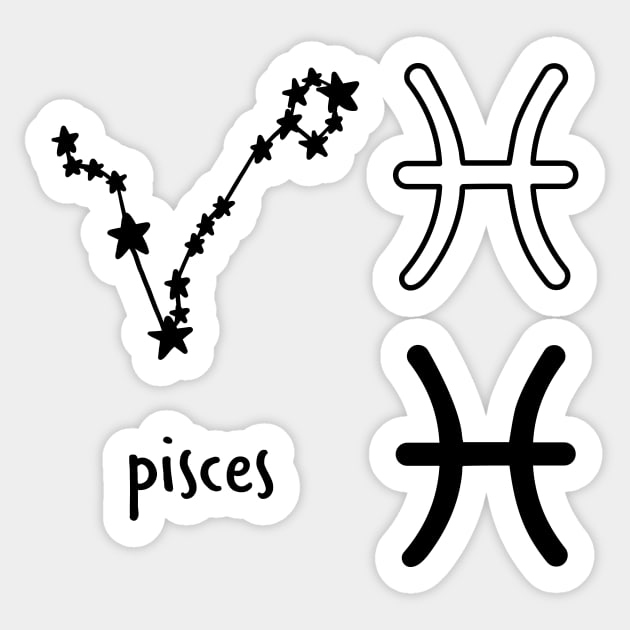 Pisces Star Sign Symbol and Constellation Sticker Pack Sticker by murialbezanson